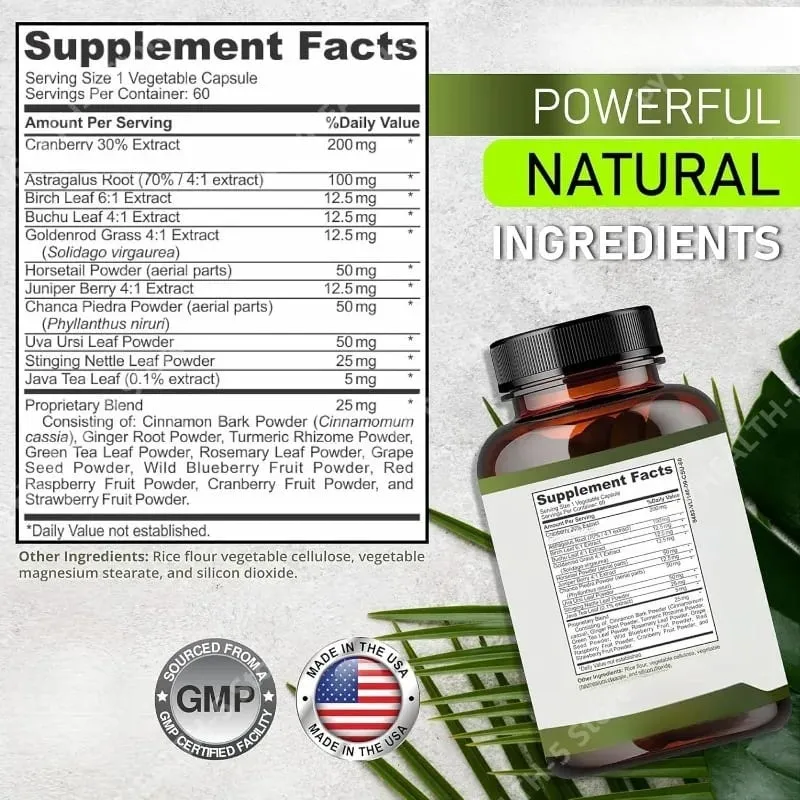 Kidney Cleanse Detox Capsules ουροδόχου κύστης Υποστήριξη ούρων με Chanca Piedra Cranberry Juniper Berries Vegetable Capsule 60 Counts — image 6