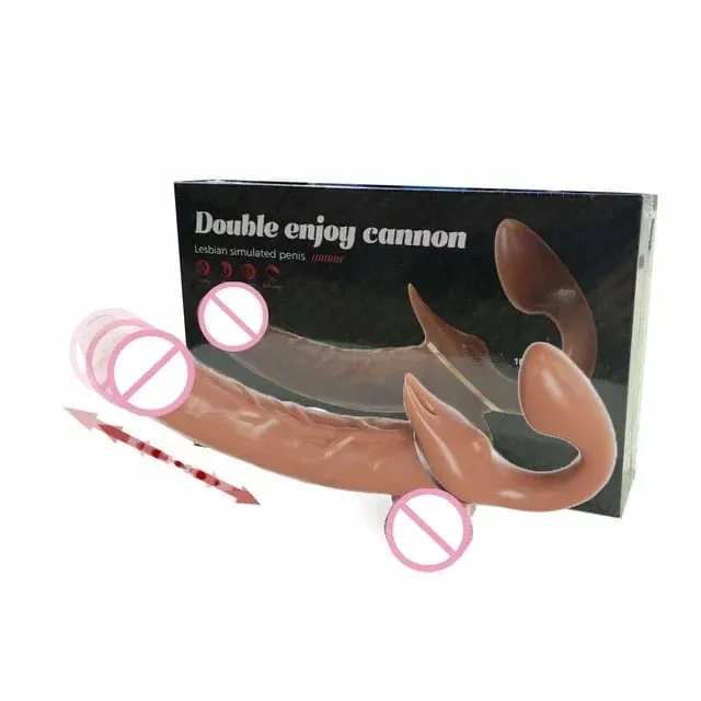 Lesbian Telescopic Dildo Vibrator Strapless Strap-on For Women Double-heads G Spot Vibrating Vagina Prostate Massager Sex Toys