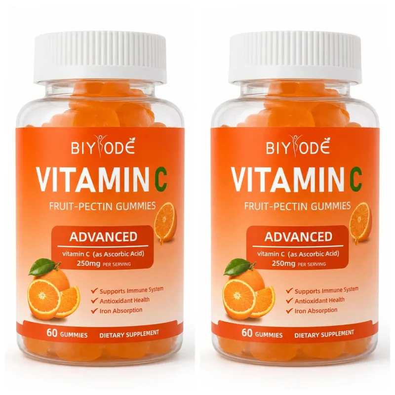 Βιταμίνη C Gummies 250mg με βιταμίνες Α και Ε Μασώμενα πηκτίνης πορτοκαλιού φρούτων 60 Count καθημερινή διατροφή για ενήλικες άνδρες και γυναίκες — image 8