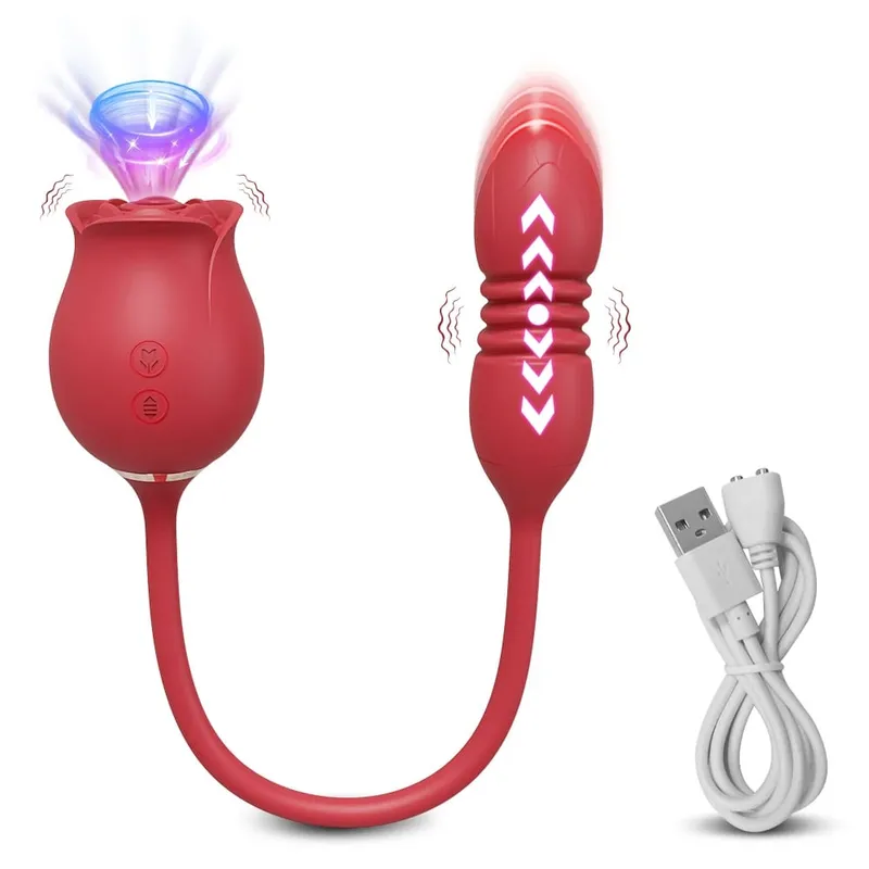 Rose-Sucking Thrusting Dildo Vibrator for Women Nipple Clit Stimulator Vibrating Egg Tongue Licking Clitoris Sucker Sex Toys — image 13