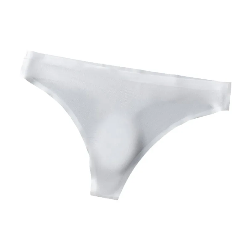 Men Seamless Ice Silk G-String Underwear 3D Bulge Pouch Low-rise T-Back Thongs Low Rise Men Bikini Briefs U Pouch Lingerie