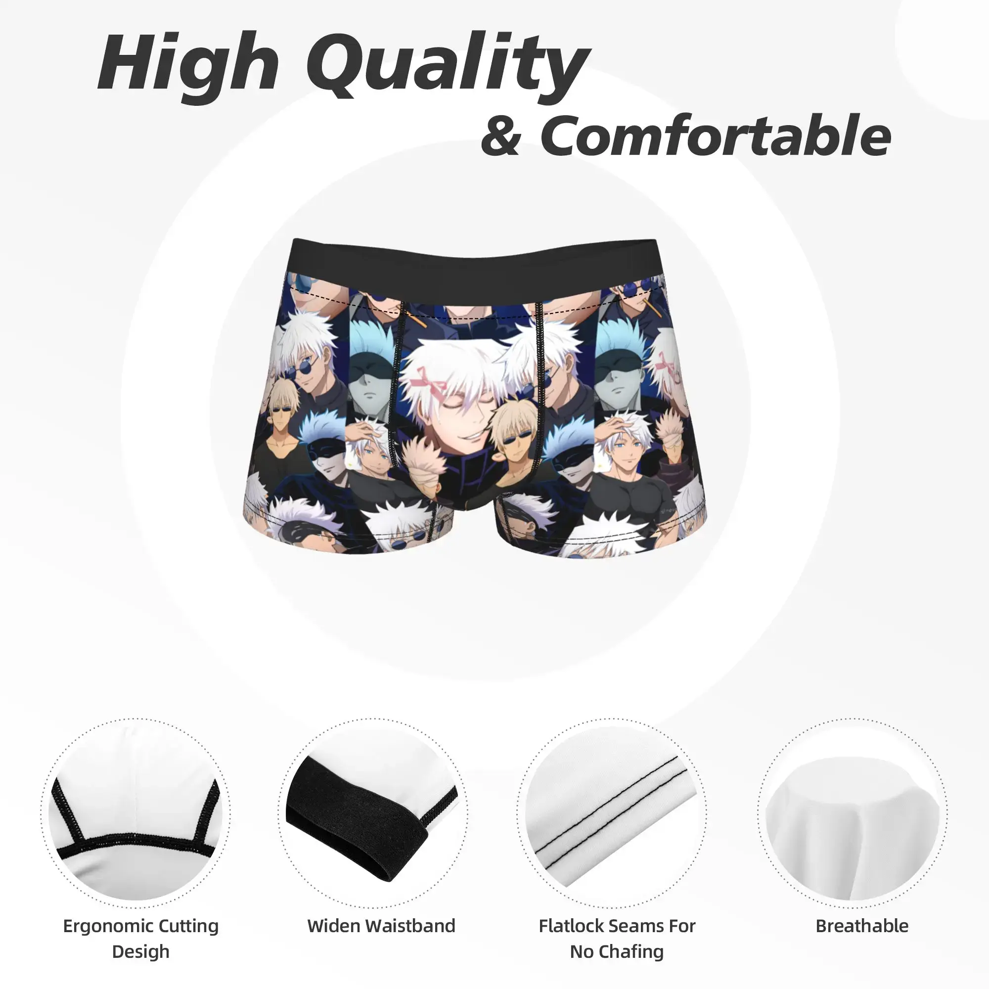 Satoru Gojo Jujutsus Underwear Males Panties Pattern Comfortable Boxer Shorts Quality Shorts Briefs Large Size — image 5