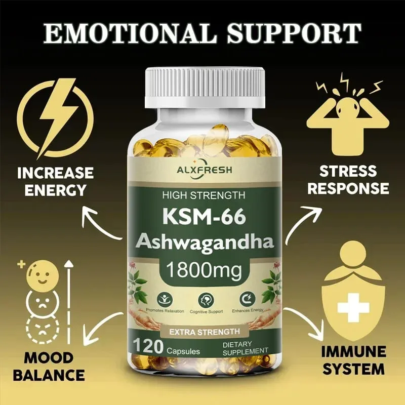 Ashwagandha Capsules for Stress Relief Focus Brain Energy Support Sleep Health Supplement — image 4