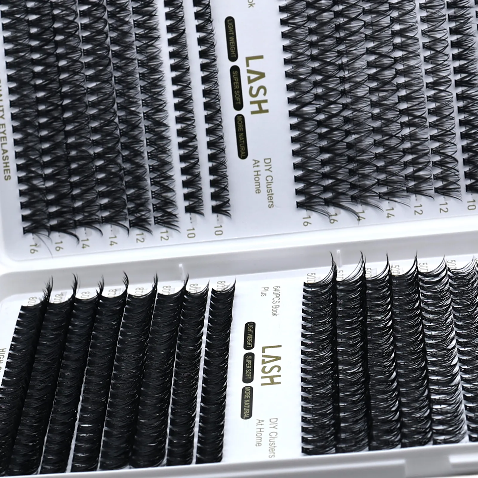 Βιβλίο DIY Lash Cluster 640Pcs 30D‑80D Mixed Density D Curl 10‑16mm Μικτού μήκους Individual Eyelash Cluster Home Εργαλείο μακιγιάζ ματιών — image 5