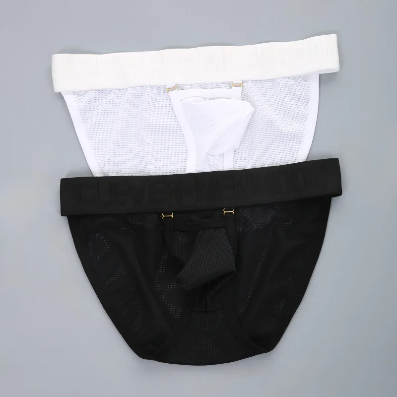 Mesh Underwear Men Sexy Briefs Buckle Bulge Pouch See‑Through Underpants Male Sheer Lingerie Panties — image 7