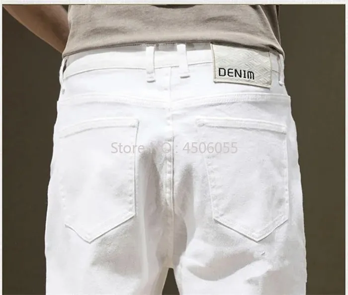Ψηλός άνδρας Λευκό τζιν ίσιο Extra Long Boys Longthened Plus Size 42 44 46 48 Φαρδύ βαμβακερό τεντωμένο τζιν παντελόνι Ανδρικό παντελόνι — image 10