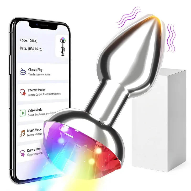Voice Control Anal Plug Vibrator APP Wireless Control Female Vagina Masturbator Butt Plug LED Colorful Light Sex Toys for Women