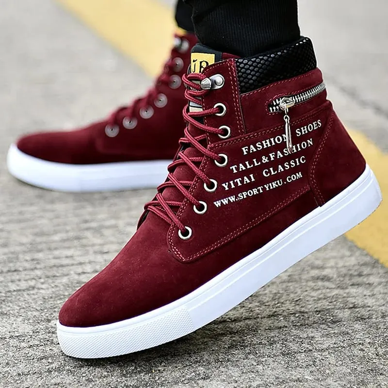 Μαύρα Vulcanized Sneakers Ανδρικά Flat άνετα παπούτσια Lace up Zapatillas Hombre Φθινοπωρινή Άνοιξη Ψηλά Αθλητικά Παπούτσια Plus Size 38-48