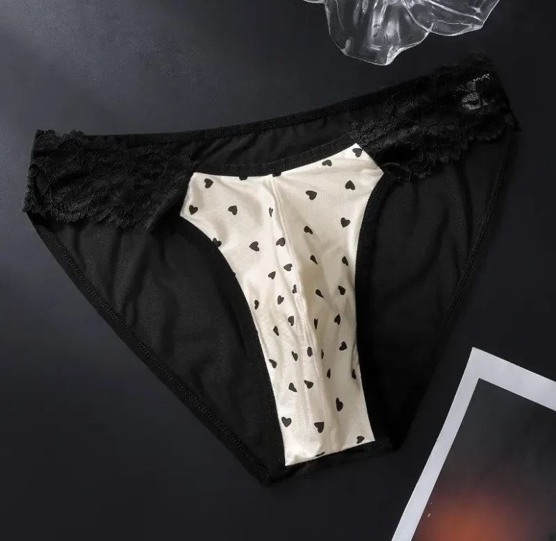 Men's Satin French Lace Briefs Exotic Male Mesh Transparent Lingerie 3D U Convex Panties Breathable Ice Silk Seemless Underwear — image 13