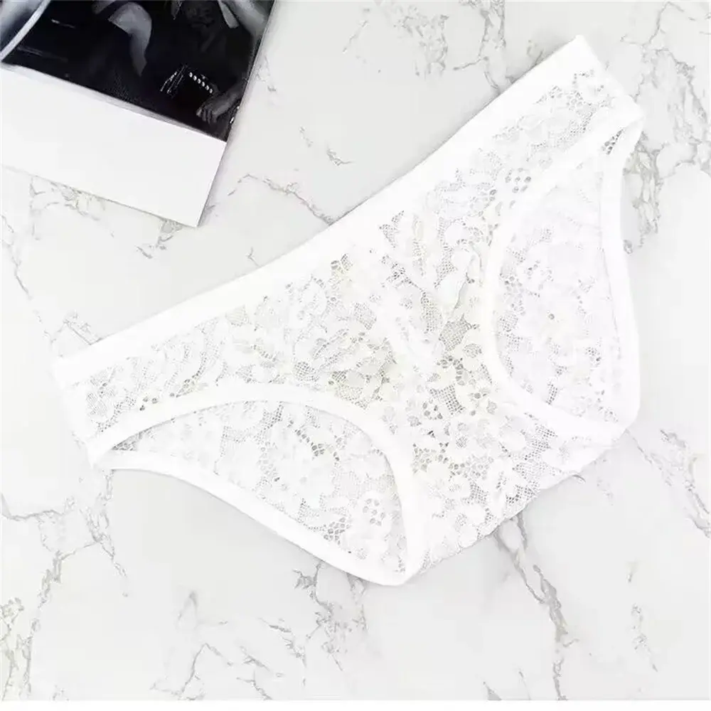 Men's Hollow Out Lace Briefs Shorts Transparent Mesh Underwear Plus Size Underpants Ultra-thin Breathable Jacquard Panties — image 7