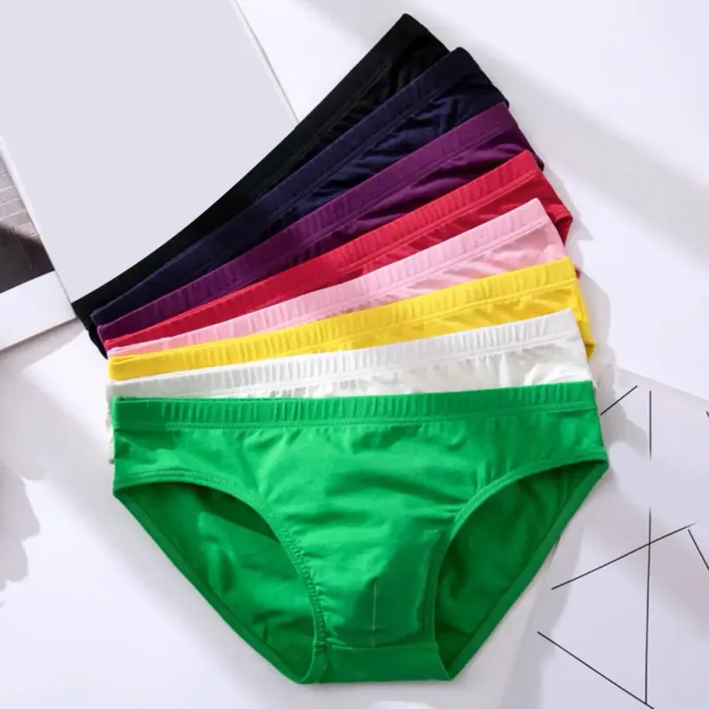 Cotton Briefs Adult Man Briefs Stretchy Breathable Solid Color Male Underwear Low Waist Cotton Underpants Plus Size Men Cotto — image 19