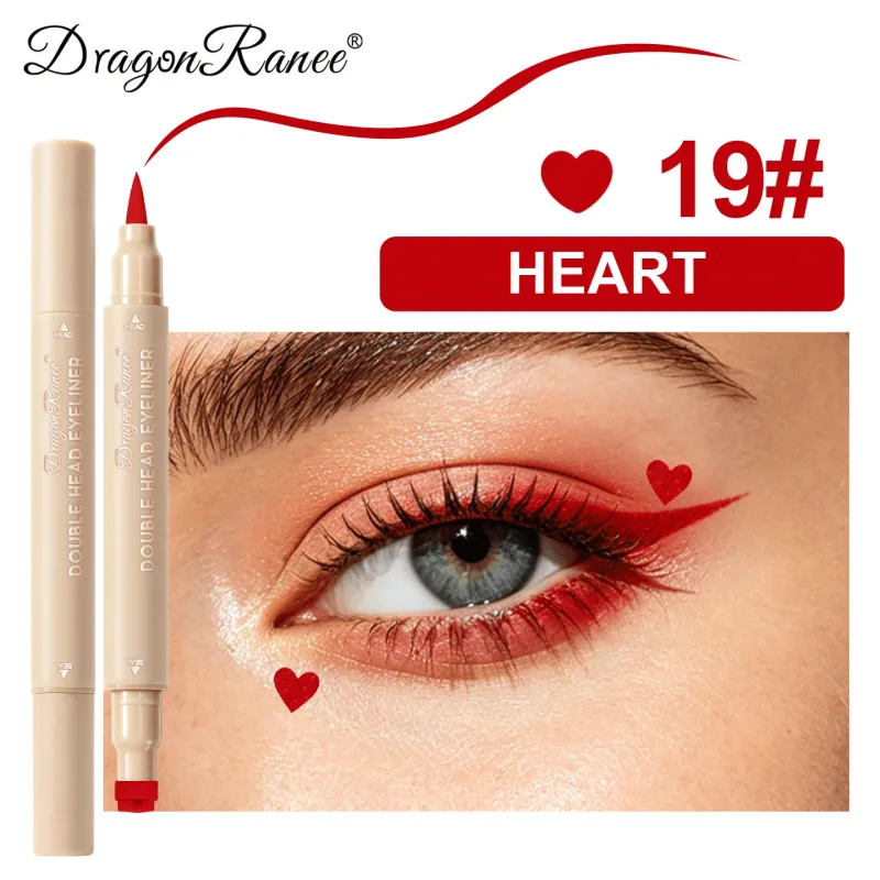 Colorful Liquid Stamp Eyeliner Red Star Heart Butterfly 2 in 1 Eye Liner Pencil Purple Pink Waterproof Eye Template Makeup Tool — image 8