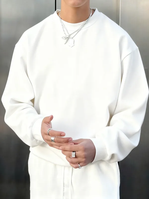 Pánský fleece podzimní top Street univerzální svetry Pohodlné základy Mikiny Sport Neformální Sportovní oblečení Denní měkké oblečení — image 10