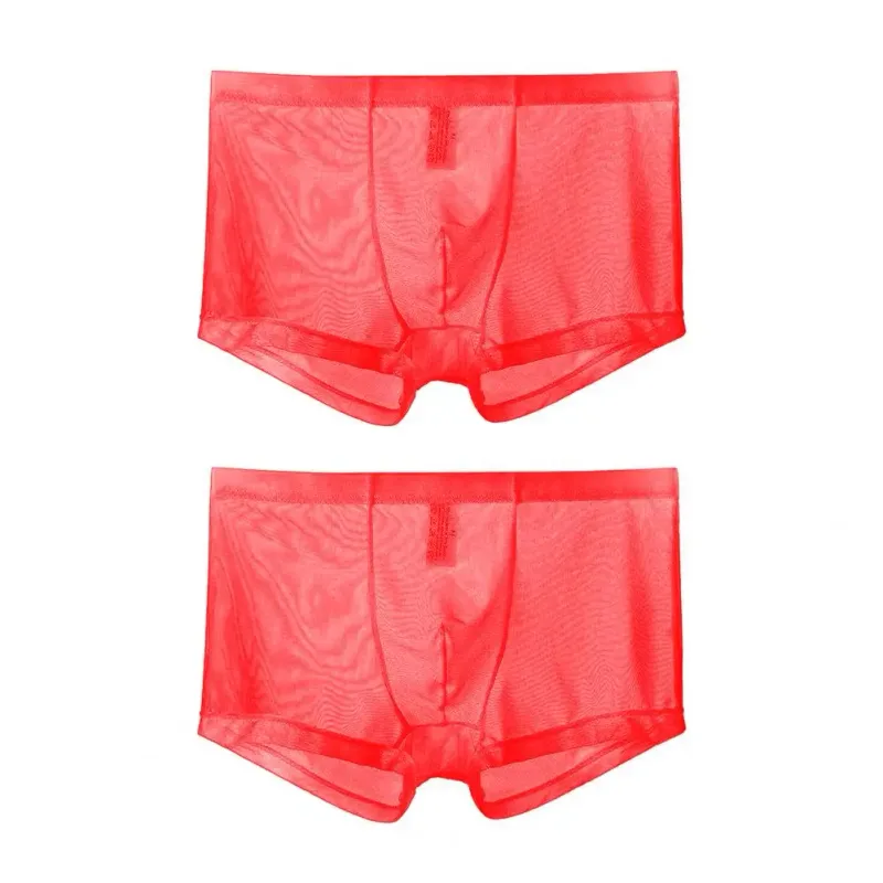 Bóxers transparentes para hombre, calzoncillos transparentes de malla Sexy, cintura baja, seda helada, bragas refrescantes finas, ropa interior para hombre