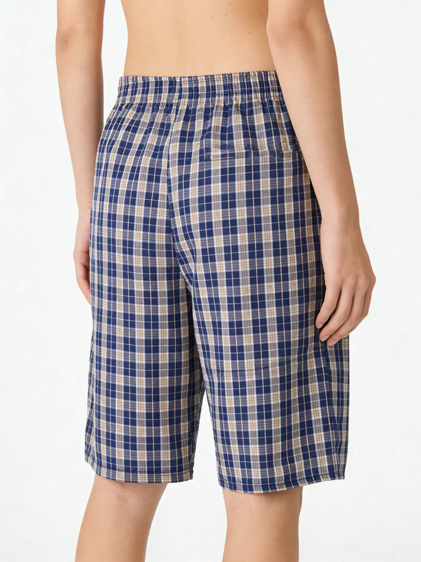 Men's Long Beach Flat Corner Pants Casual Checkered Elastic Waistband Comfortable Home Casual Sleeping Youth Boxing Pants Mens — image 2