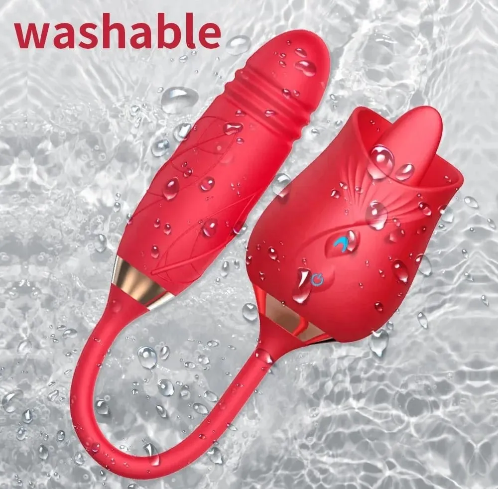 3 in 1 Thrusting Sucking Vibrator Rose Clitoral Stimulator G-Spot Massager Rechargeable Waterproof Sex Toy for Women — image 2