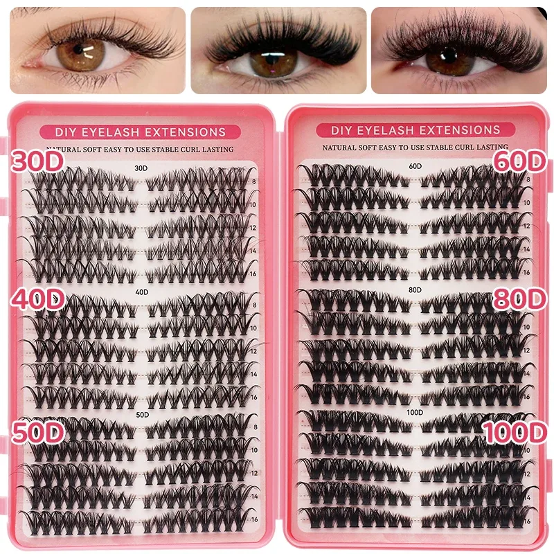 DIY Manga Spiky Cluster Lash Extensions Natural Mega Volume Individual Pre-cut Segmented Vlash for At-home Eye Makeup