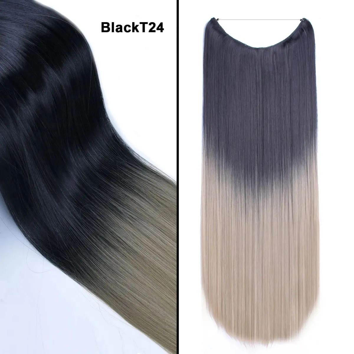 Jeedou Wavy Hair Extension Elasticity Invisible Wire Fish Line One Piece No Clips Synthetic Hairpieces Ombre Color For Ladies