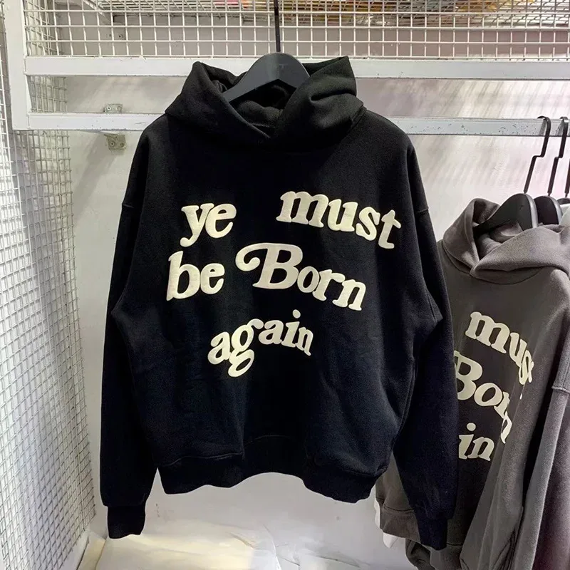 23FW Classic Foam Logo Ye Must Be Born Again קפוצ'ון גברים נשים באיכות הטובה ביותר אוברסייז Kanye West CPFM.XYZ Sweatshirts Multicolor