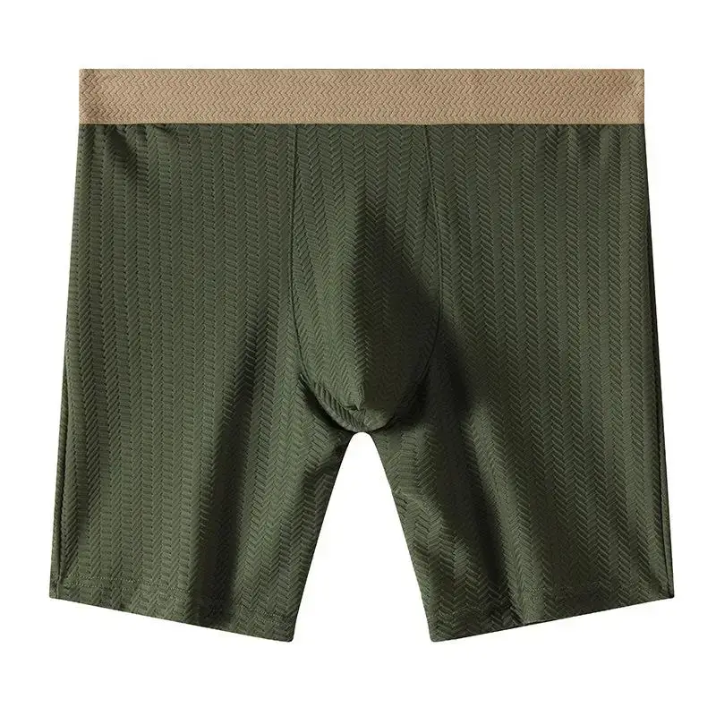 Mens Boxer Shorts Homme Nylon Underwear Man Ice Silk Panites Comfortable U Convex Pouch Middle Long Leg Underpant Male Trunks — image 5