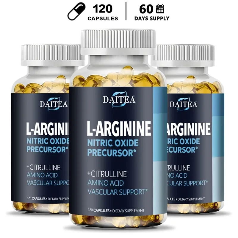 Daitea L-Arginine Supplement - For energy strength and endurance support during exercise | Muscle Mass Non-GMO — image 8