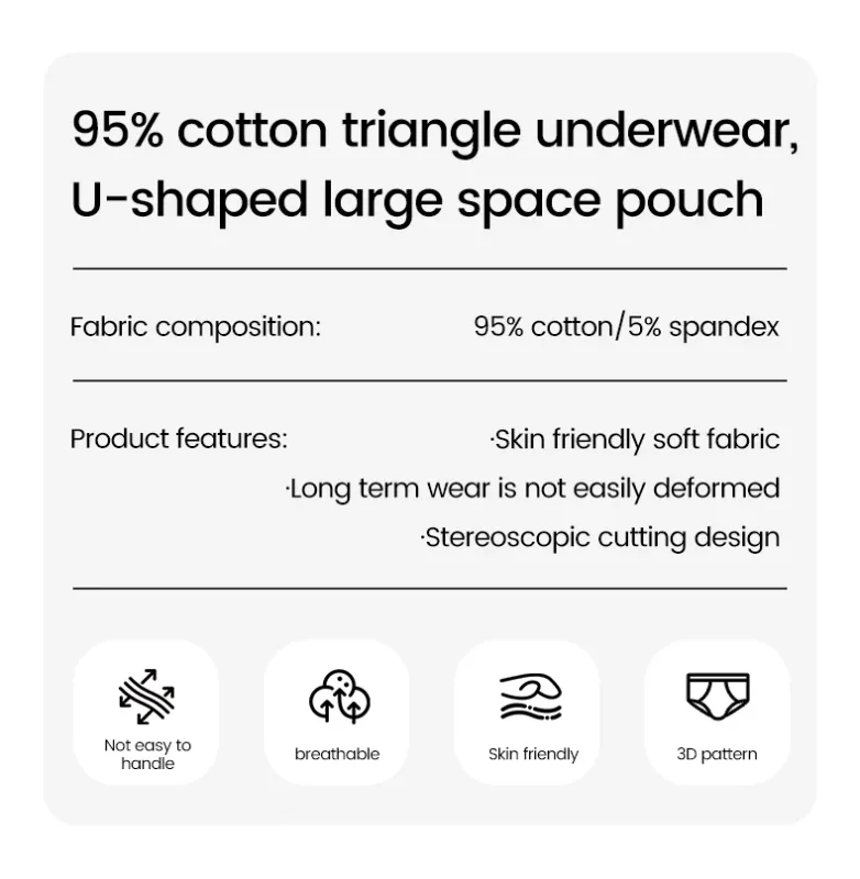 Men's pure cotton breathable and comfortable triangular underpants, mid-waist, skin-friendly and soft, teenagers' underpants 3256810188437944 — image 10