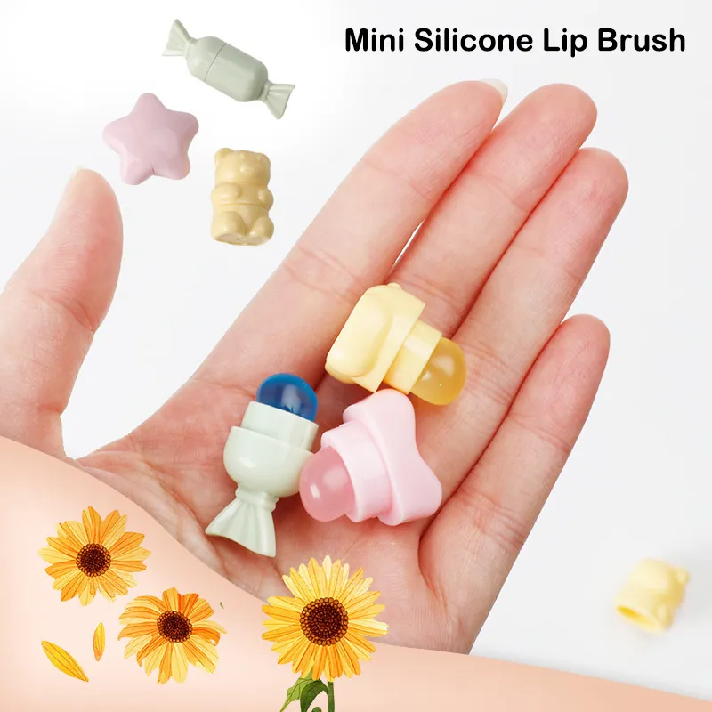 Mini Silicone Lip Brush Cartoon Angled Concealer Brushes Lip Balm Lip Gloss Concealer Πινέλα Μακιγιάζ — image 2