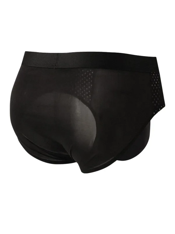 5-Pack Men's Ice Fabric Briefs with Semi-Mesh Design, Comfortable, Cool and Breathable Ideal for Daily Wear Simple Black Briefs — image 3