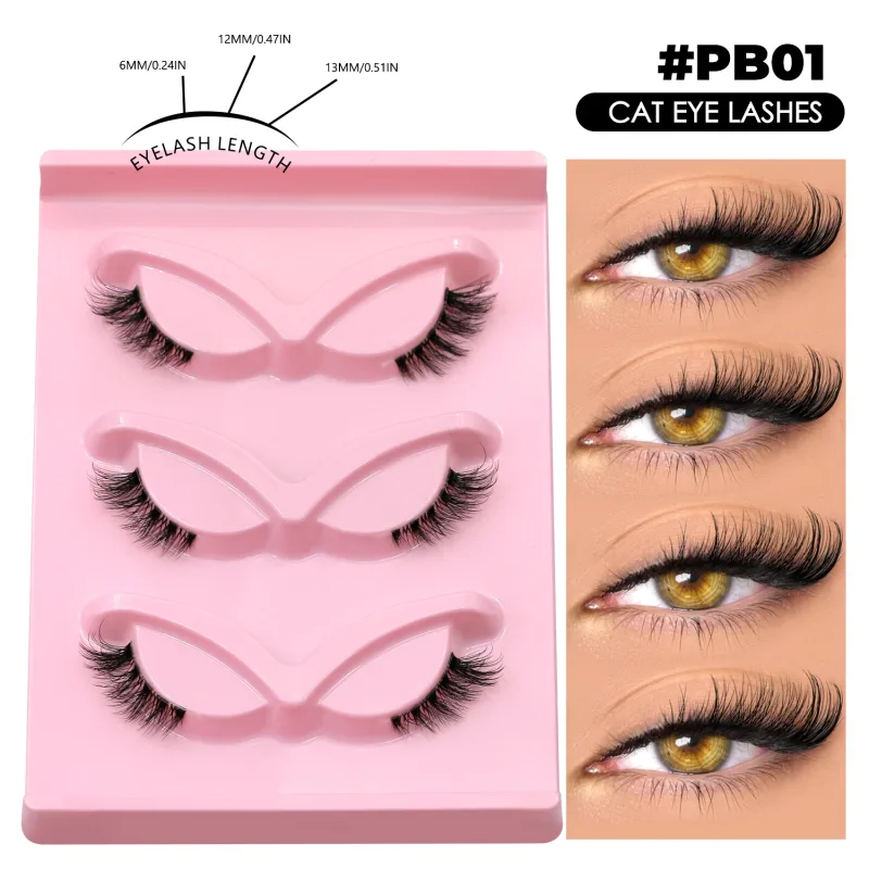 Half Lashes Cat Eye Eyelashes Natural Look Wispy műszempillák Faux Mink Lashes Clear Band Natural műszempillák Smink — image 9