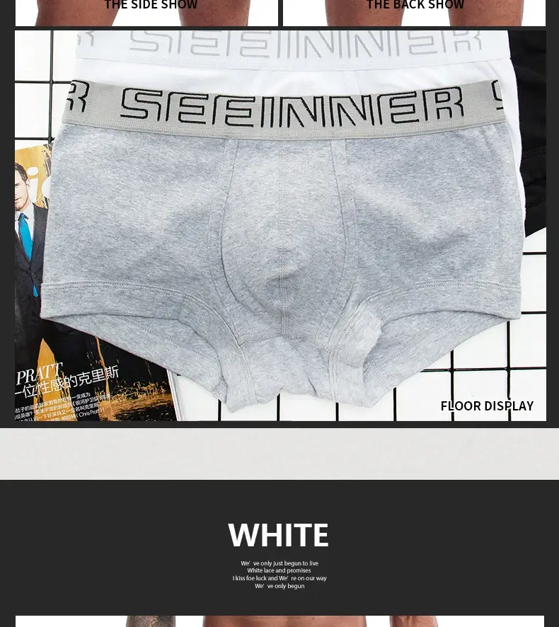 Seeinner Mens 복서 반바지 코튼 U 볼록한 주머니 속옷 부드럽고 편안한 속옷 Cueca Masculina M-XXL 블랙 화이트 그레이 — image 6