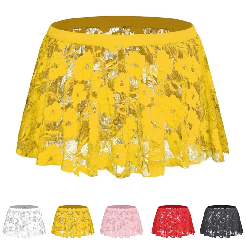Men Solid Lace Skirt Mesh See Through For Lingerie Low For Rise Pleated Skirts See Through Bodycon Bottom For Party Evening — image 8