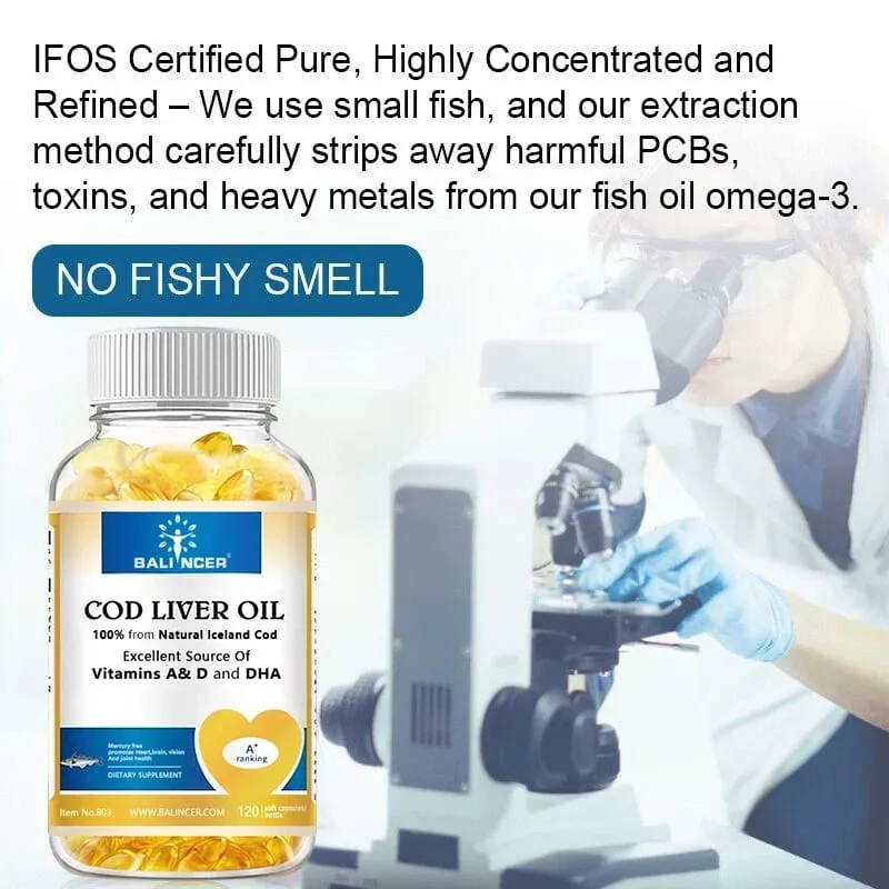 Natural Cod Liver Oil Softgels - Rich in Omega-3 EPA DHA Vitamin A D - Supports Heart Brain Immune Joint and Eye Health — image 6