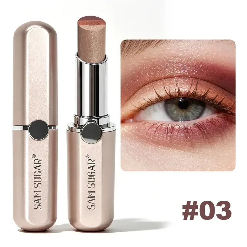 Tricolor Eyeshadow Stick Glitter Highlight Contour Shadow Stick Μακιγιάζ ματιών Αδιάβροχο με λάμψη και διάρκεια μεταλλικό μακιγιάζ για σκιές ματιών — image 8