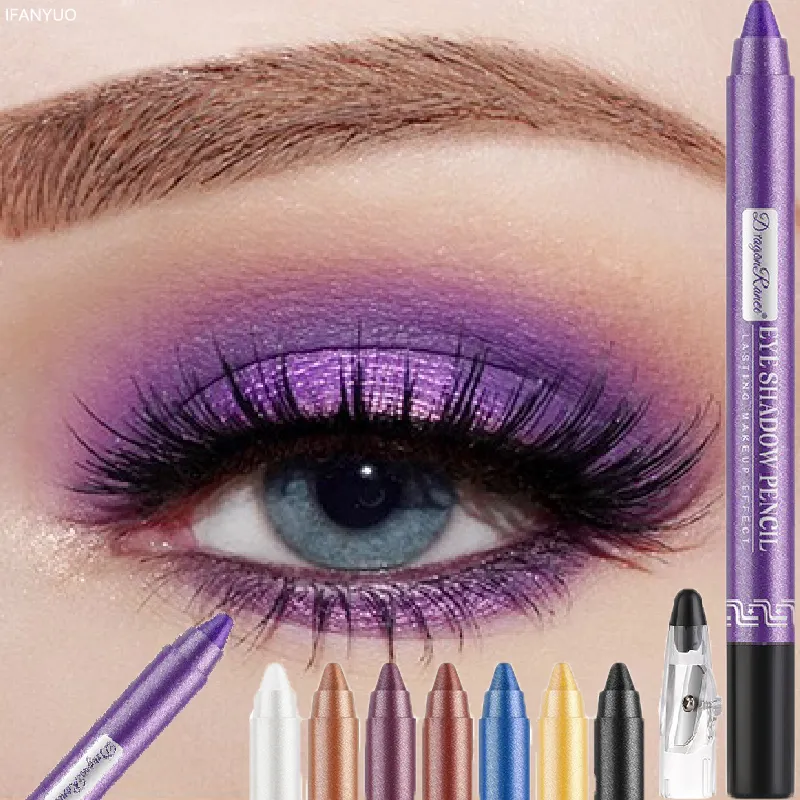 12Colors Glitter Eyeshadow Pen μακράς διαρκείας Matte Eye Shadow Palette Shiny highlighter Silver Purple Eyeliner Pencil Cosmetics