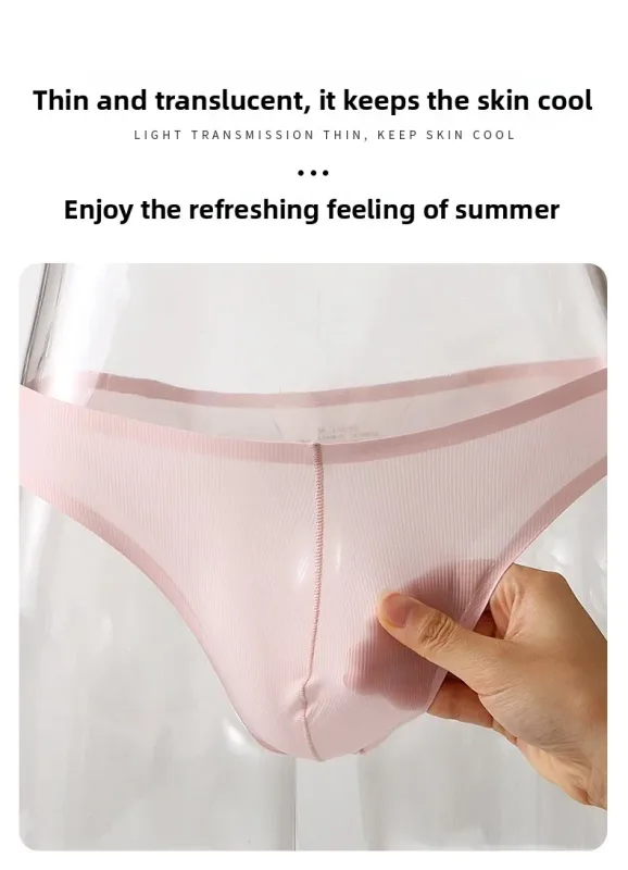 Half Hip Small Triangle Men's Underwear Low Waist Sexy Young Men Ice Silk Seamless Briefs Summer Lightweight Breathable Panties — image 12