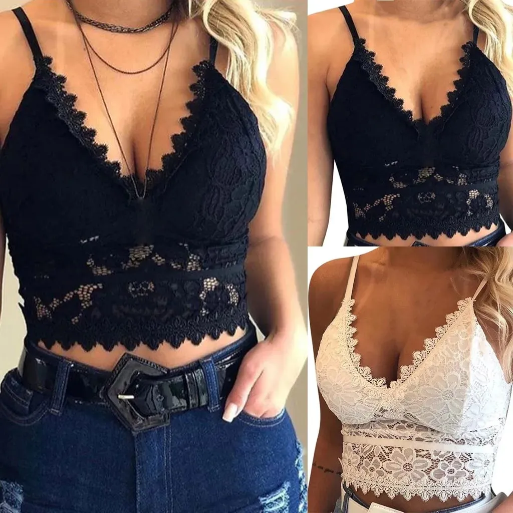 Σέξι δαντέλα με κούφιο διχτυωτό πλέγμα See Through Slim Backless Halter Crop Top Spaghetti λουράκι διάφανο κέντημα κορσέ γιλέκο καμιζόλ — image 5