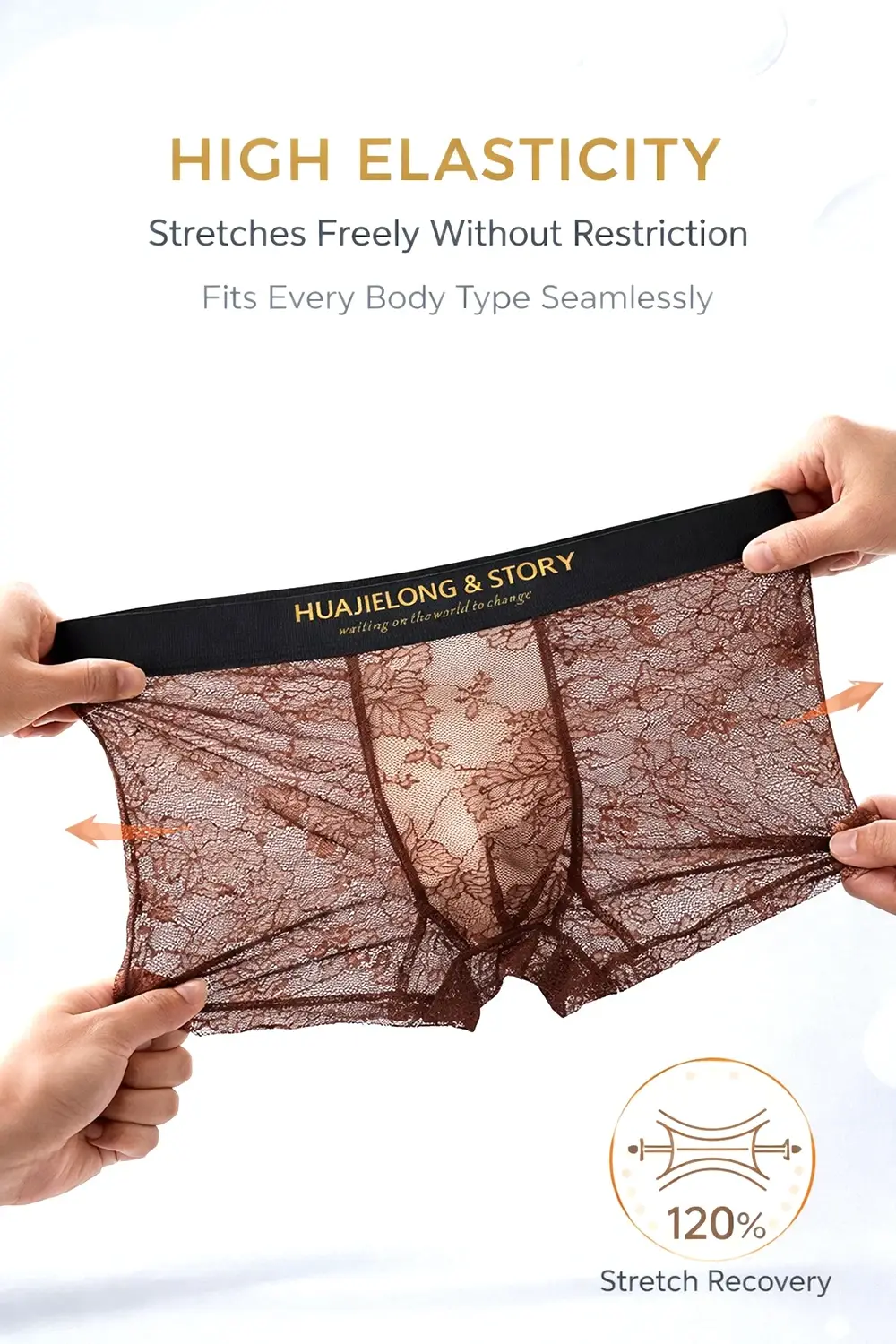 1/3PCS Sexy Lace Floral Knit Hollow Out Men Underwear Cool Ice Silk Breathable Mesh Crotch Boxers Man High Elastic Men's Panties — image 5