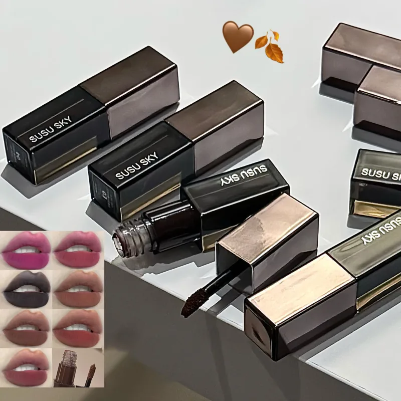 Αδιάβροχο Punk Gothic ματ μαύρο κραγιόν Μωβ Lipgloss Μακιγιάζ Mousse Lip Mud Σκούρο κόκκινο καφέ Κραγιόν Αντικολλητικό Cup Lip Tint — image 5