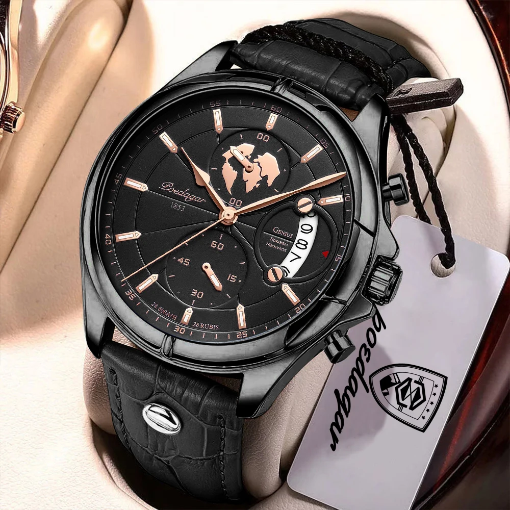 Luxury Original Man Watch Chronograph Date Waterproof Men Wristwatch Leather Quartz Business Sports Men's Watches Reloj