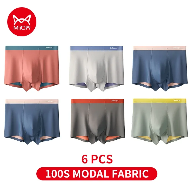 MiiOW Men Underwear Set 100S Modal Men's Boxershorts Silky Breathable Man Panties 5A Antibacterial Mens Boxer Briefs Underpants — image 26