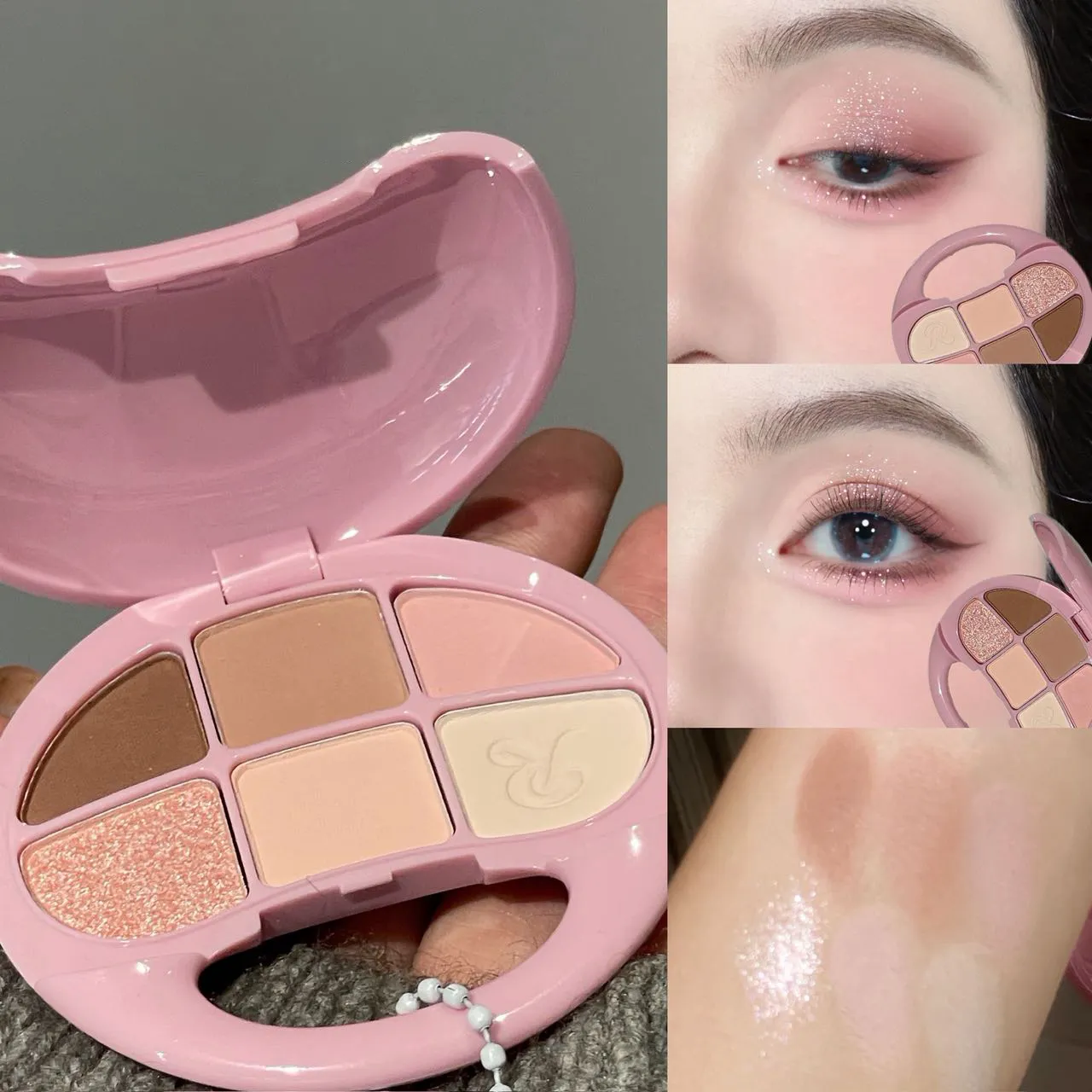 6 Χρώματα Καστανή παλέτα σκιών ματ ματ Shimmer Eye Shadow Brighten Waterproof Glitter Pink Eyes Pigments Παλέτα μακιγιάζ