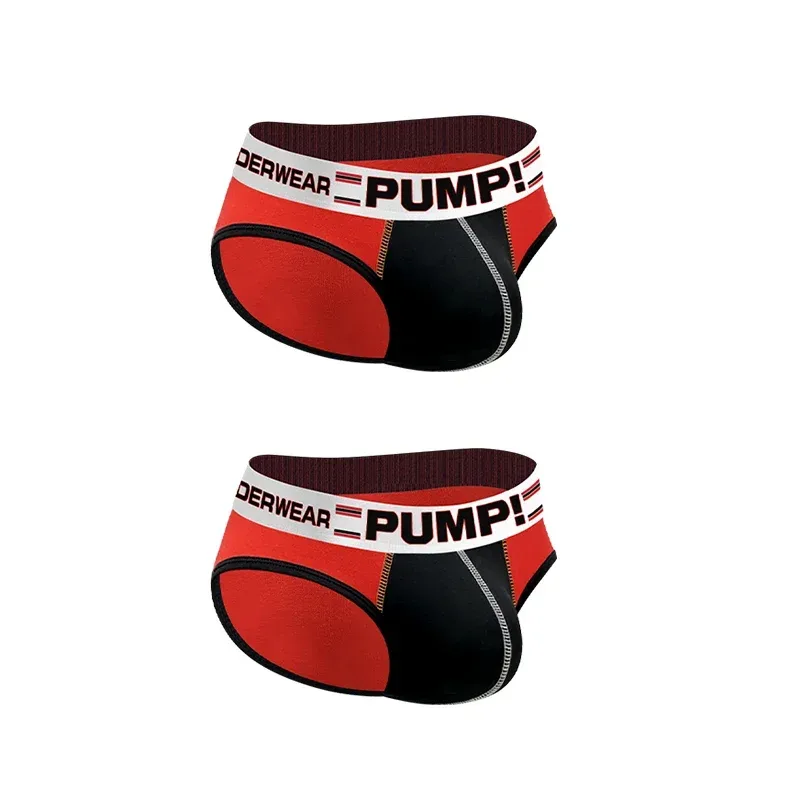 Men's Cotton Color Block Briefs, Pump! Logo Wide Waistband Low Rise Sexy 3D Convex Pouch Underwear 3256813080433415 — image 27
