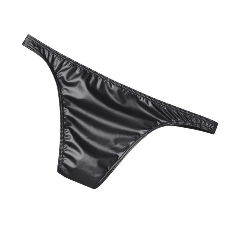 3pcs Men Bikini Faux Leather Briefs Underwear Man Sexy Mini Underpants Cuecas Butt-lifting Zipper Low Waist Male Sissy Panties