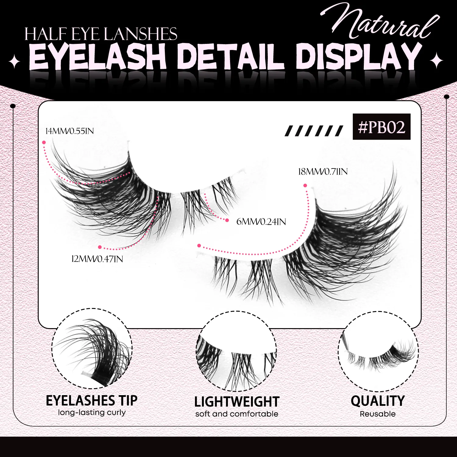 Half Lashes Cat Eye Eyelashes Natural Look Wispy műszempillák Faux Mink Lashes Clear Band Natural műszempillák Smink — image 7