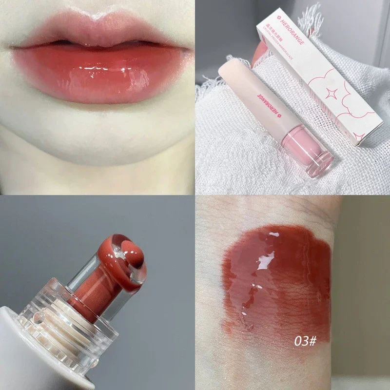 Geléia brilho labial espelho de longa duração água esmalte colorido hidratante batom cristal brilhante matiz labial coreano cuidados maquiagem
