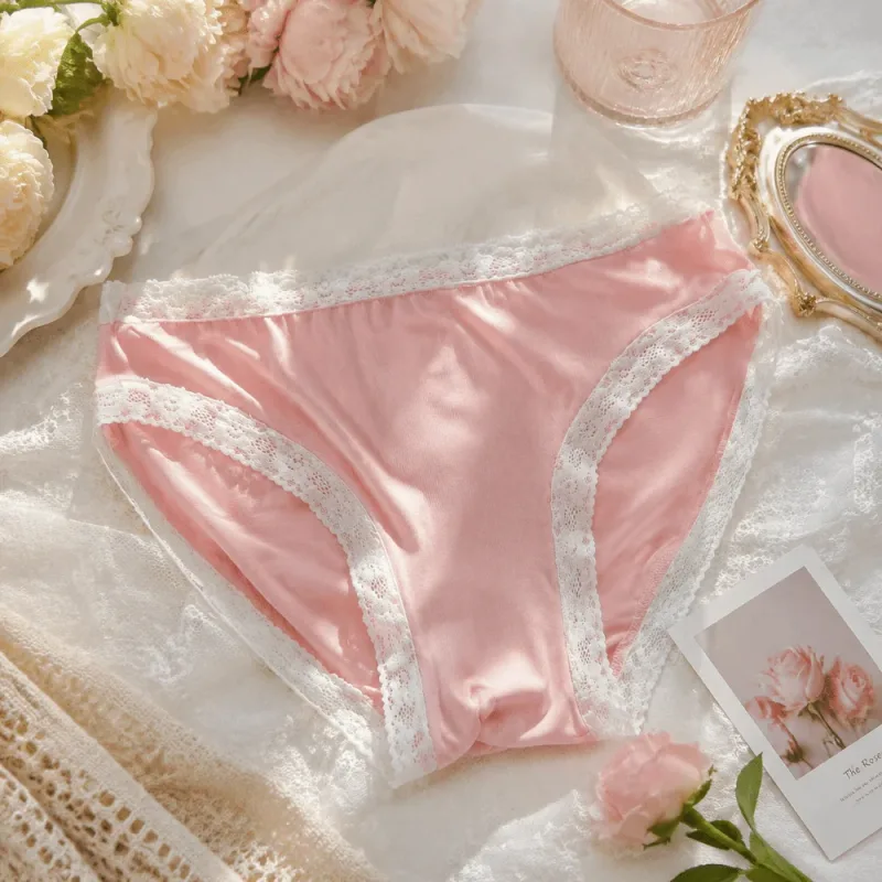 Breathable Ice Silk Men's Underwear Lingerie Low Waist Men's Lace Trim Briefs Panties U-Convex Pouch Brief Youth — image 8