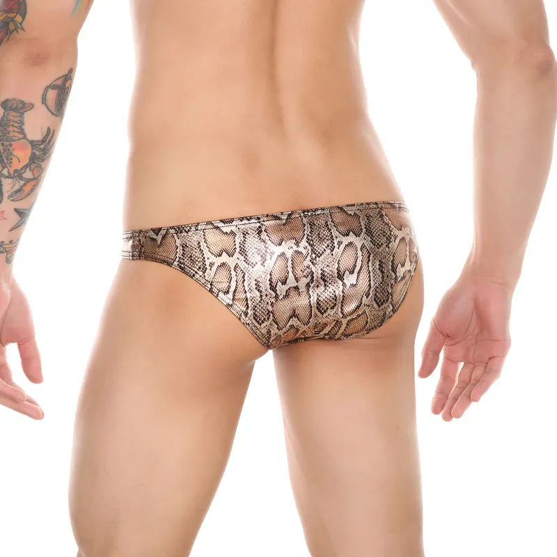 Mens Snake Skin Patterned Briefs with Sexy Bulge Pouch Bikini Underwear Comfortable Underpants by WANGJIANG Brand — image 3