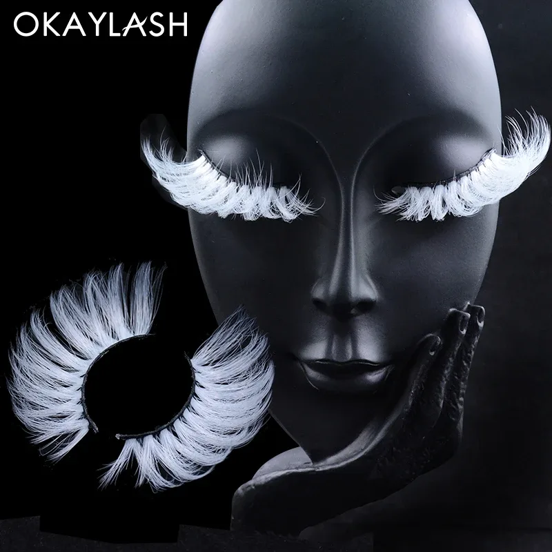 Super Long 5D White False Eyelashes 25mm High Volume Fluffy Fake Eye Lashes Χονδρικός προμηθευτής For Halloween Cosplay — image 3