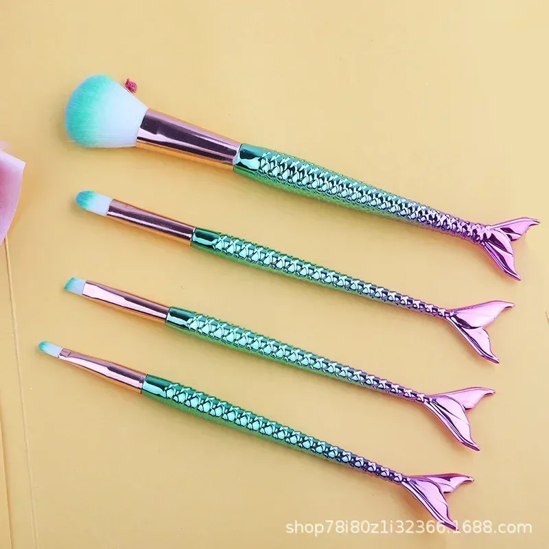 Conjunto de pincéis de maquiagem sereia, pó cosmético, sombra, base, blush, pincel macio, ferramenta de maquiagem, gradiente de 6 cores — image 8