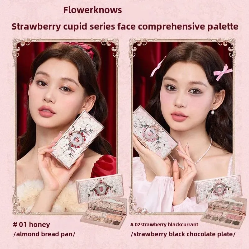 Flower Knows Strawberry Cupid Box Συλλογή Μακιγιάζ Σετ Καλλυντικά Πλήρες σετ Παλέτα Pressed Powder Blush Lipstick Κουτί δώρου — image 4